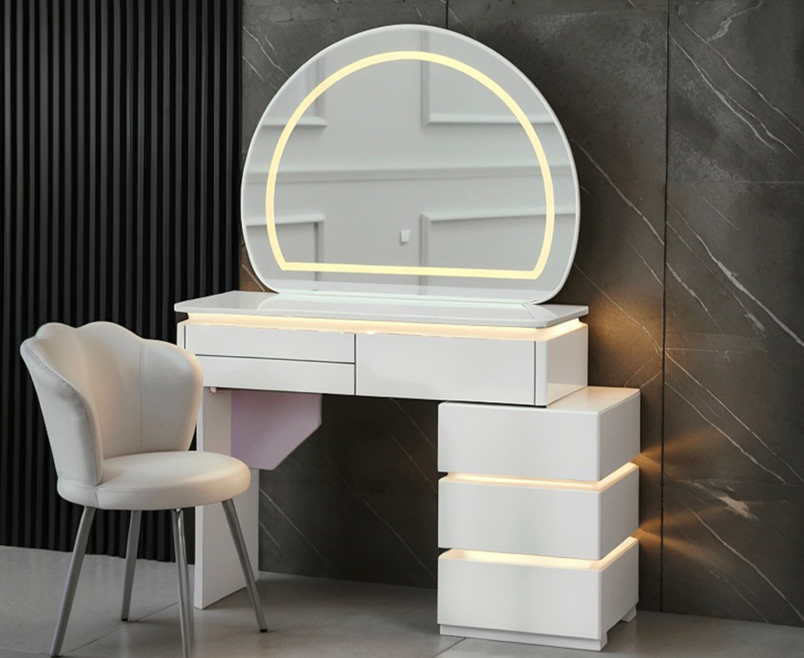 Dresser with flower chair stool